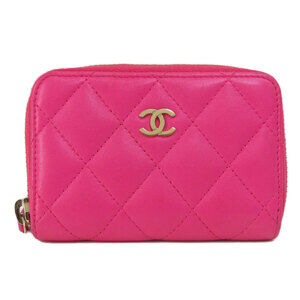 CHANEL Pink Lambskin Leather Wallet